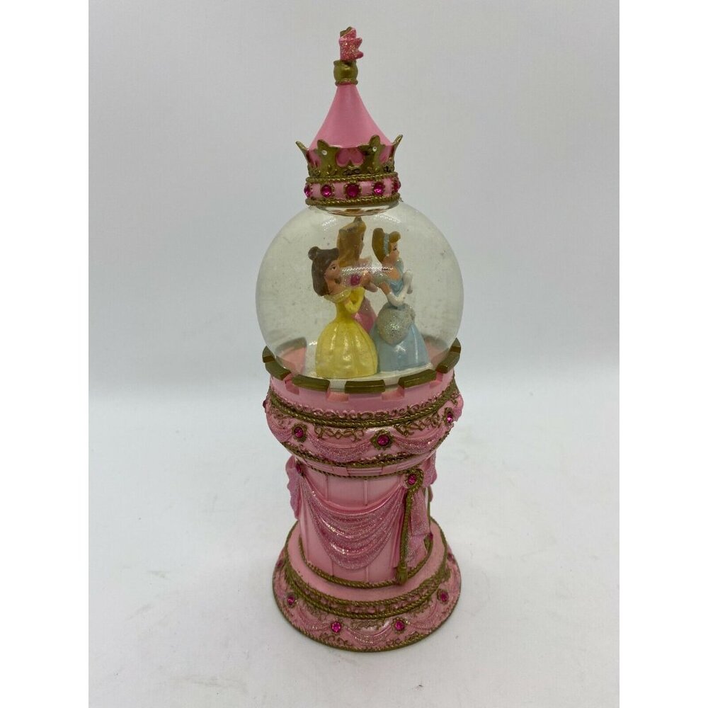 Disney Princess Belle Cinderella Sleeping Beauty Pink Castle Snow Globe 7.5" - Picture 4 of 7